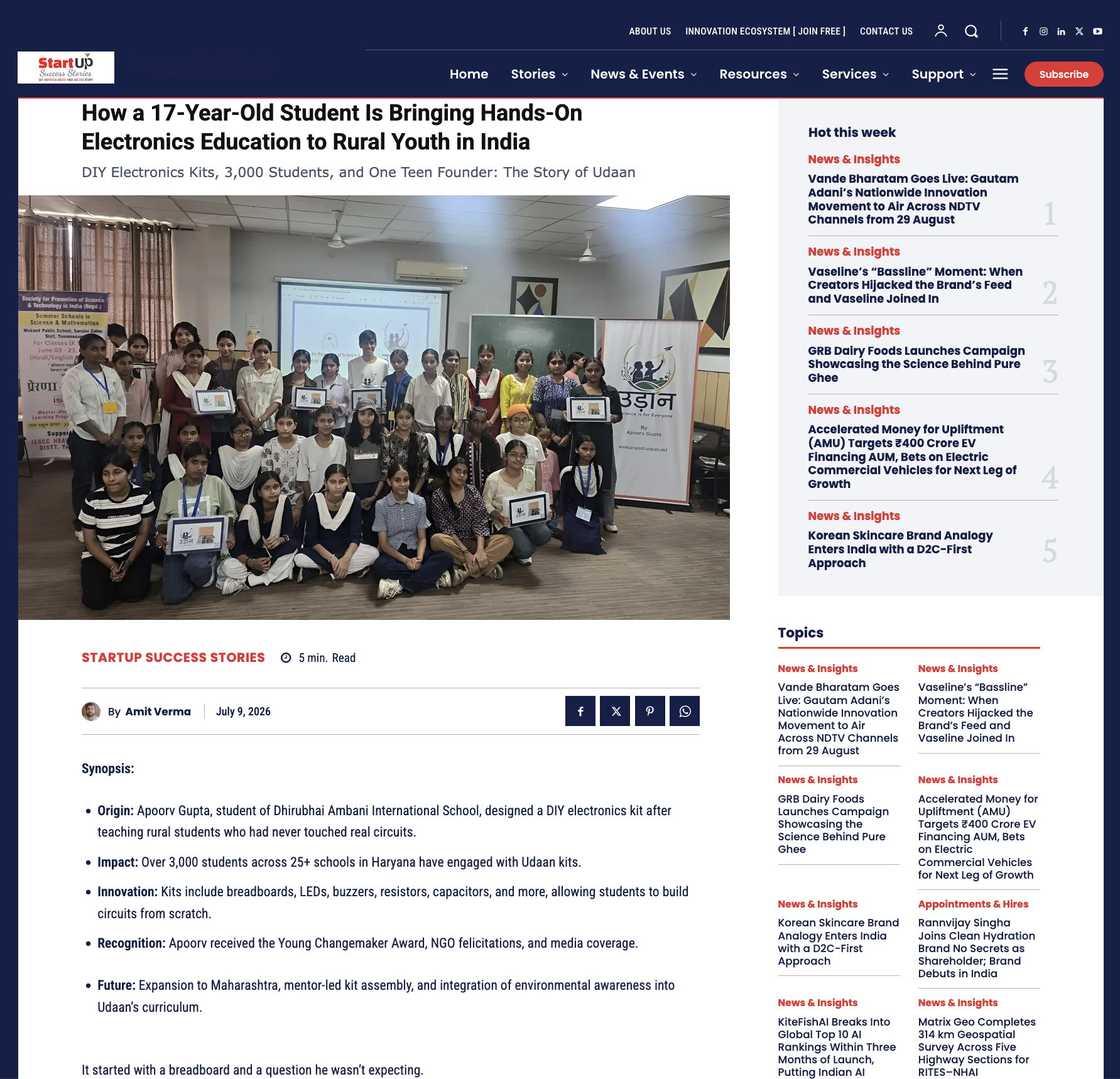 Startup Success Stories feature on Udaan